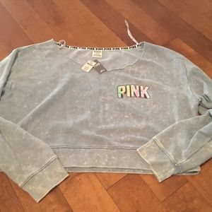 NWT Victoria’s Secret Pink Cropped Tie Dye Sweat